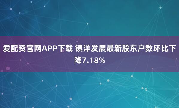爱配资官网APP下载 镇洋发展最新股东户数环比下降7.18%